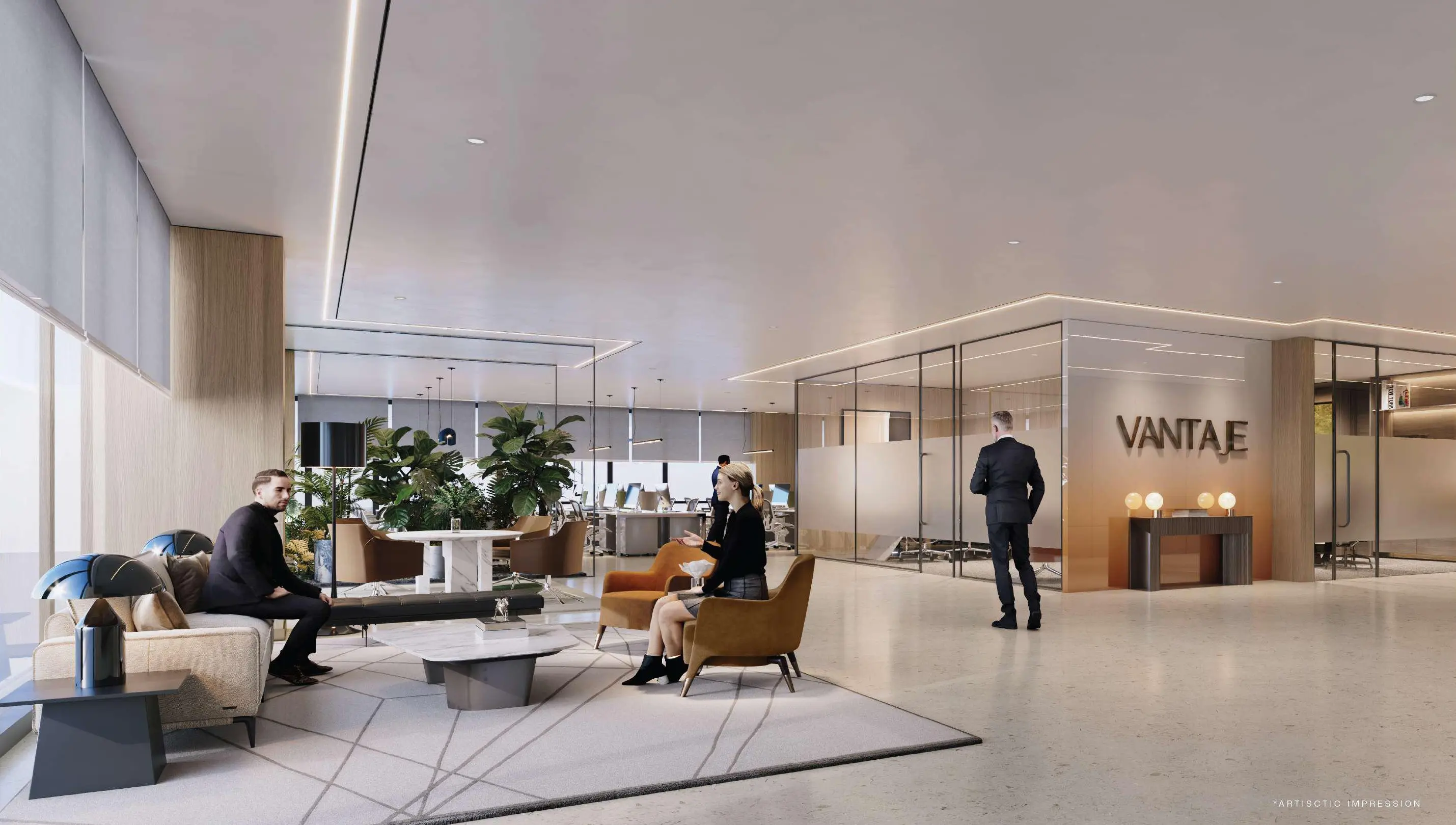 Aura Vantaje lobby and lounge interior